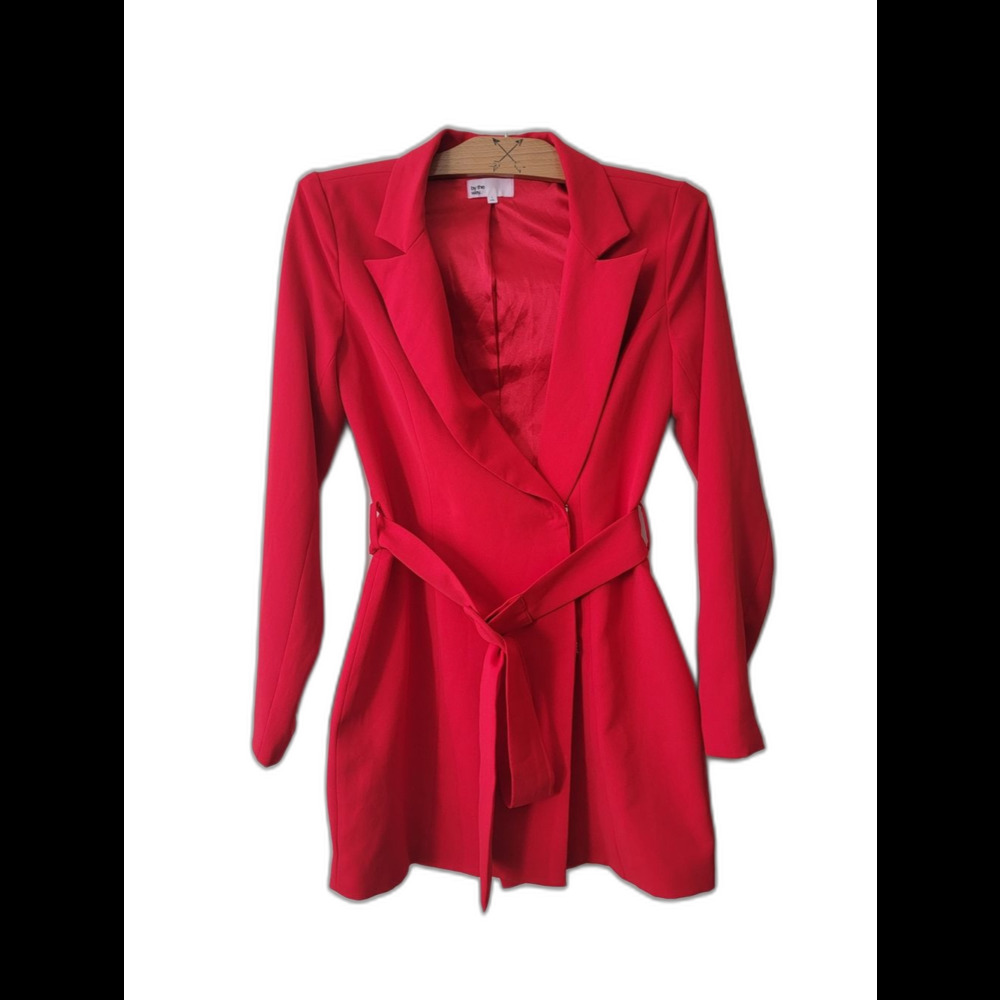 by the way. Vibrant Red Belted Blazer